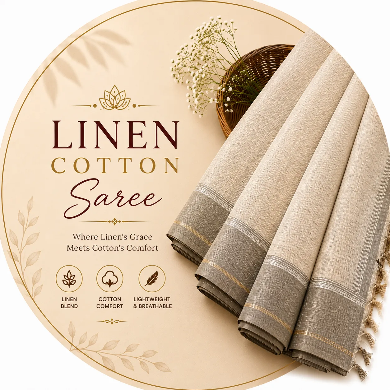 Linen cotton saree