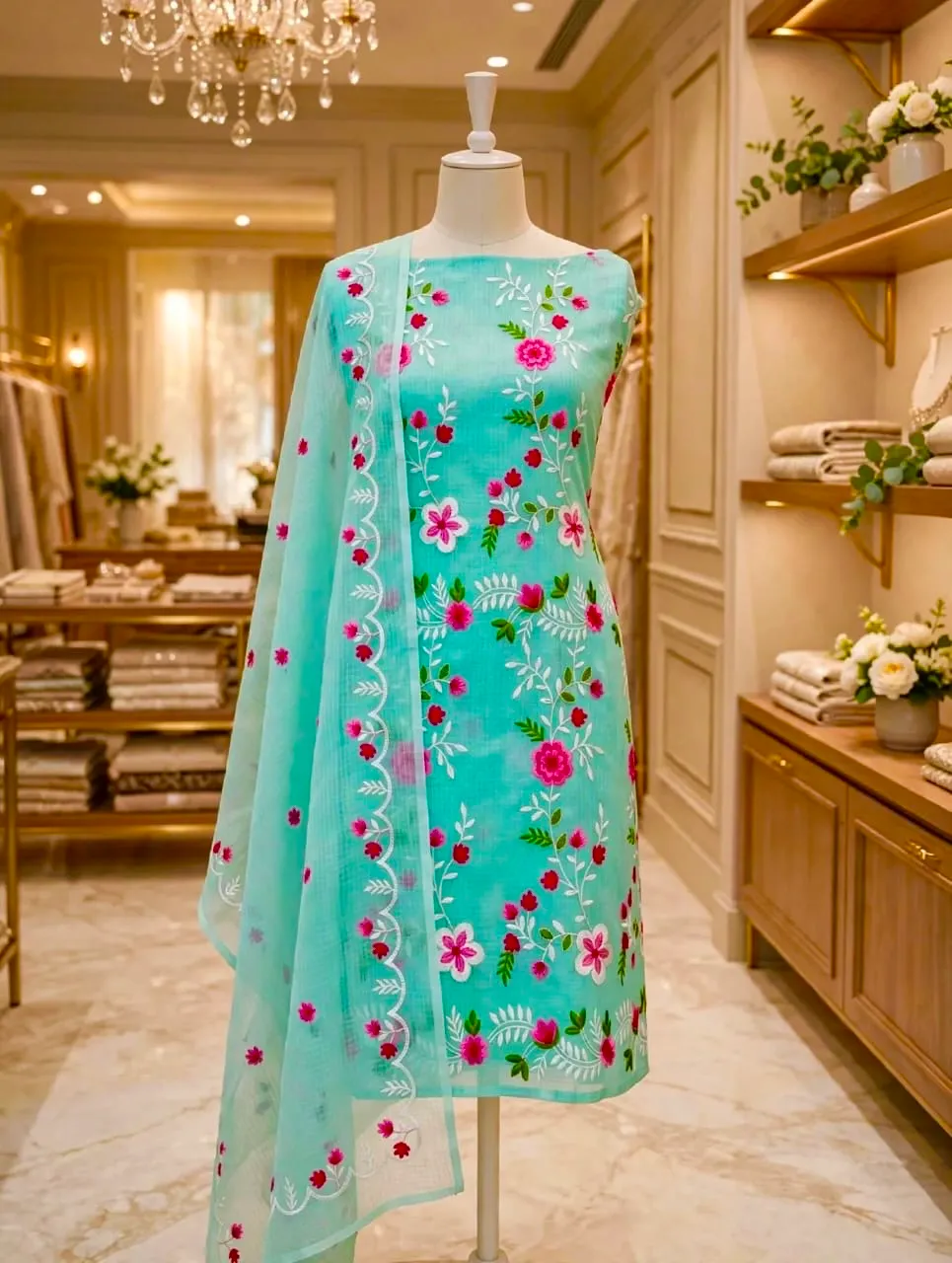 Kota doriya  salwar material pista green