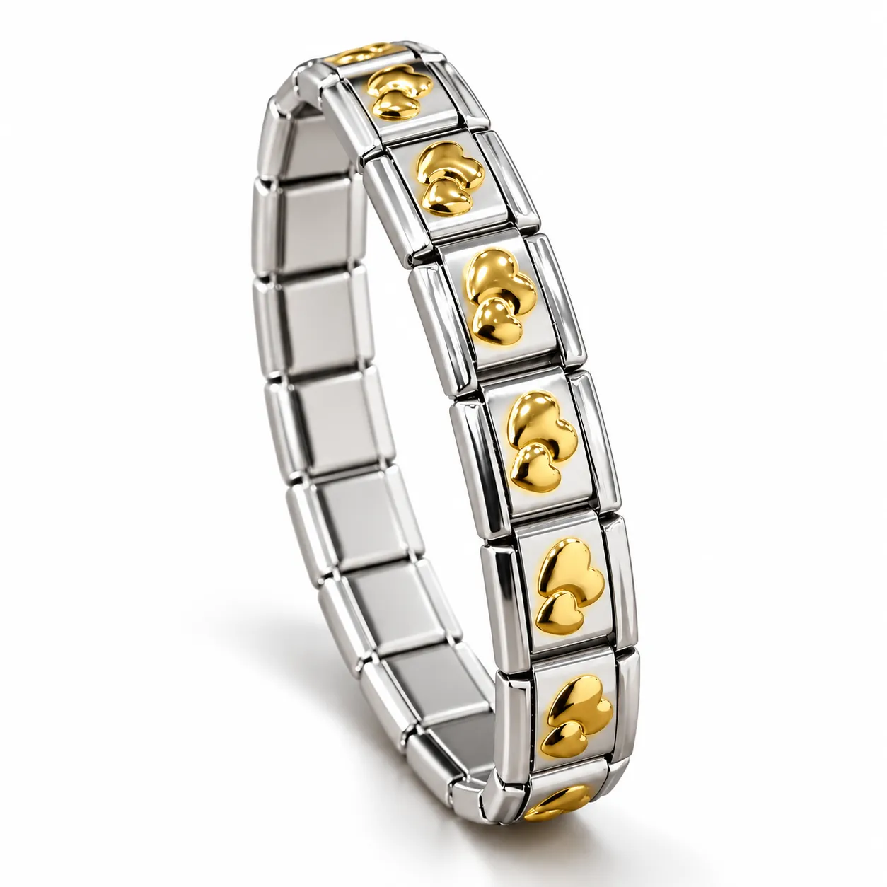 Heart Link Stretchable Kada Bracelet (Small Size)