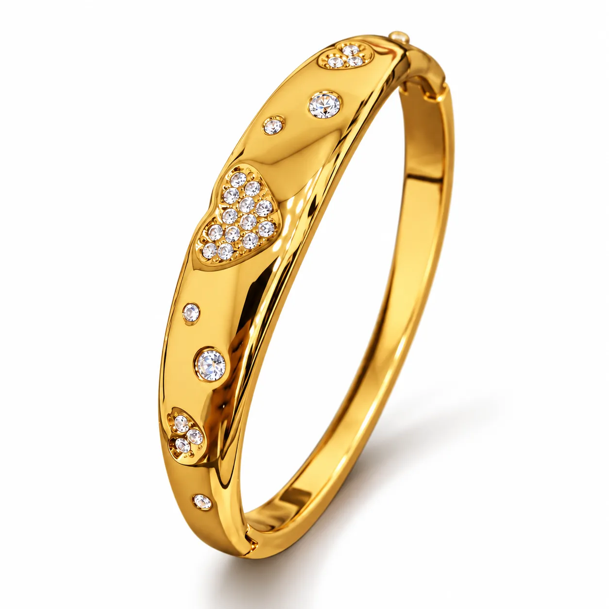 Heart-Detail Gold-Tone Kada Bracelet (Small Size)
