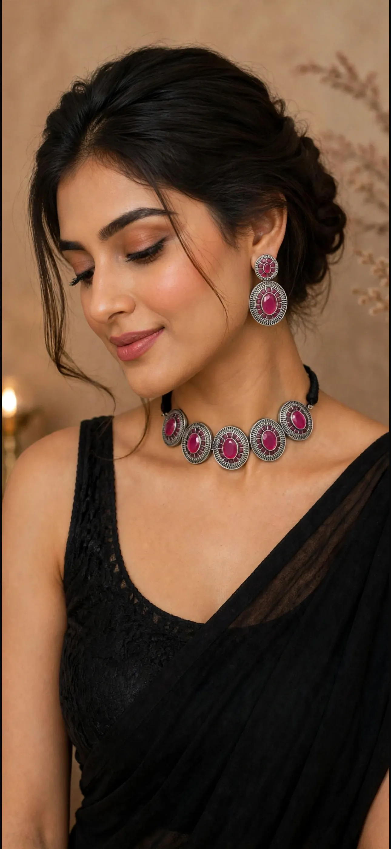 Ruby pink- Teal green- Multi color oval stone