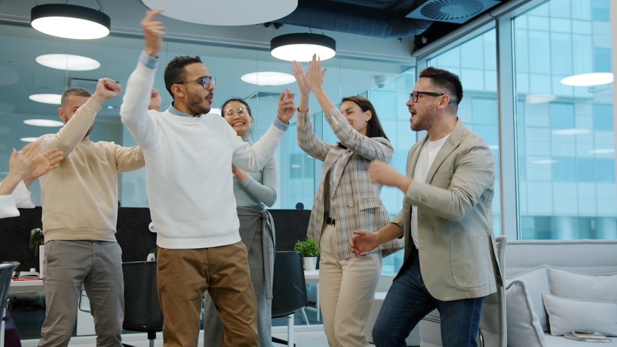 Startup team launching a business