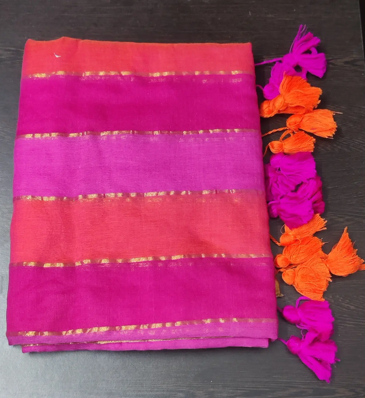 Rainbow saree Ranipink combo